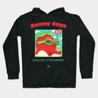 Sunny Days Chilling Strawberry with Crest Hoodie